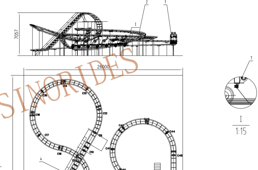 roller coaster technical drawing image