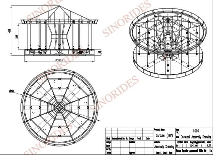 Sinorides carousel rides technical drawing