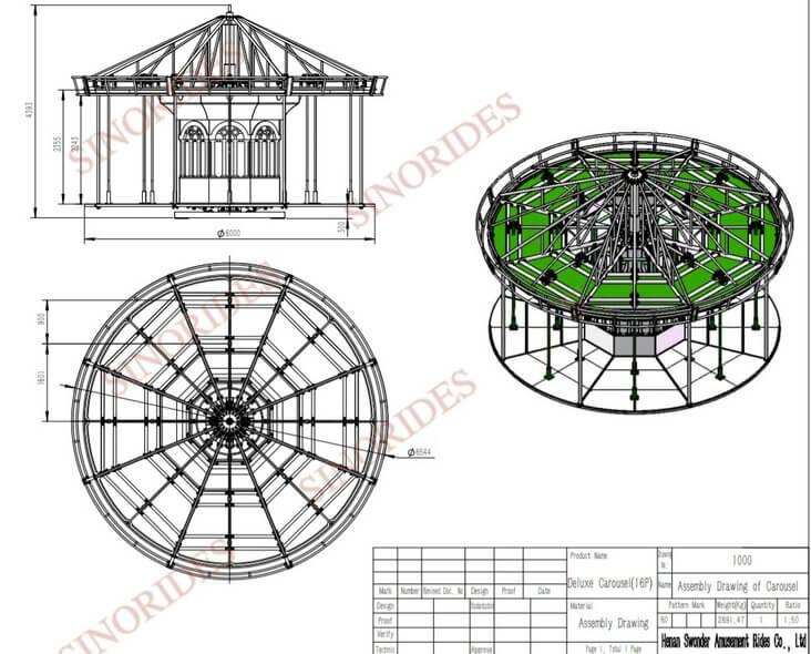carousel rides technical drawing