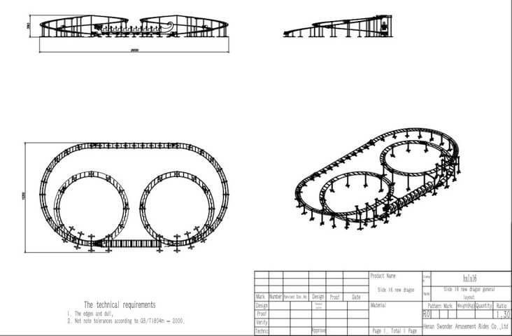 backyard roller coaster technical drawing image