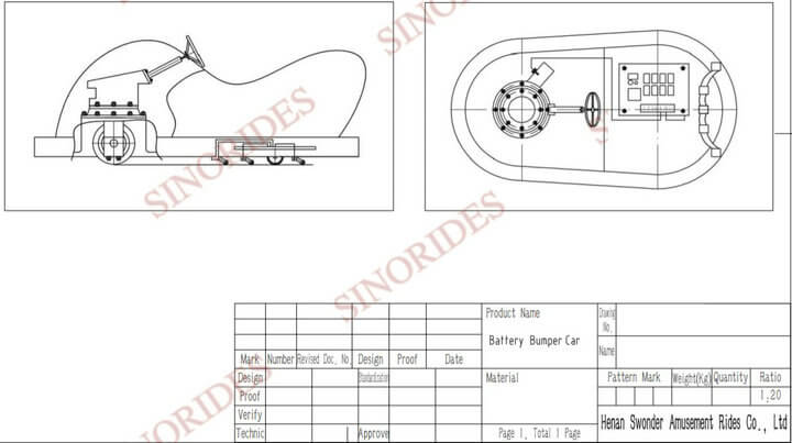 bumper cars technical drawing