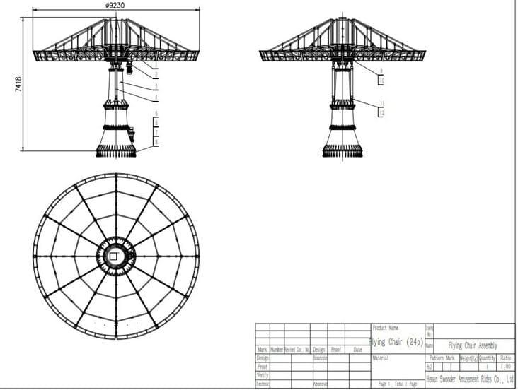 Sinorides 24 seats flying chair rides drawing